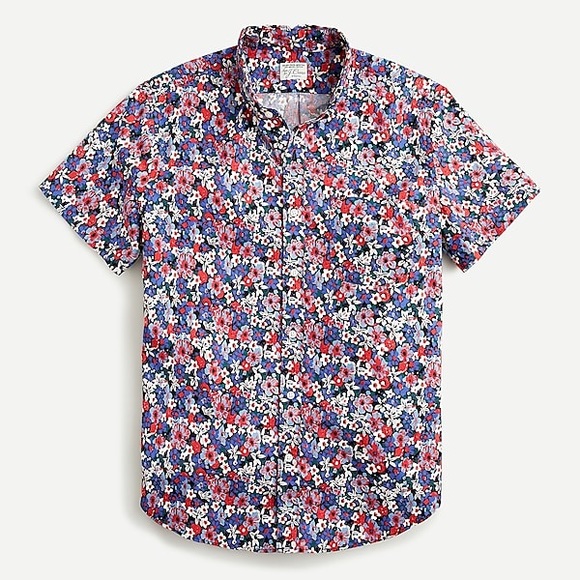 J. Crew Slim Short Sleeve Cotton Poplin Shirt L